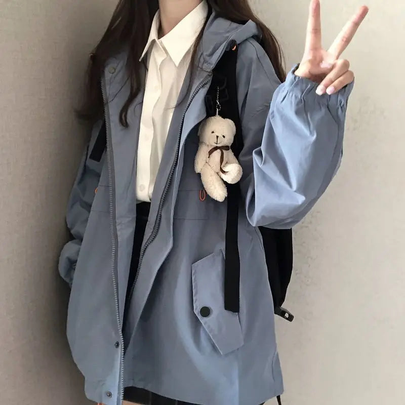 Hoodie Jacke für Damen mit Kapuze, Reißverschluss und Seitentaschen