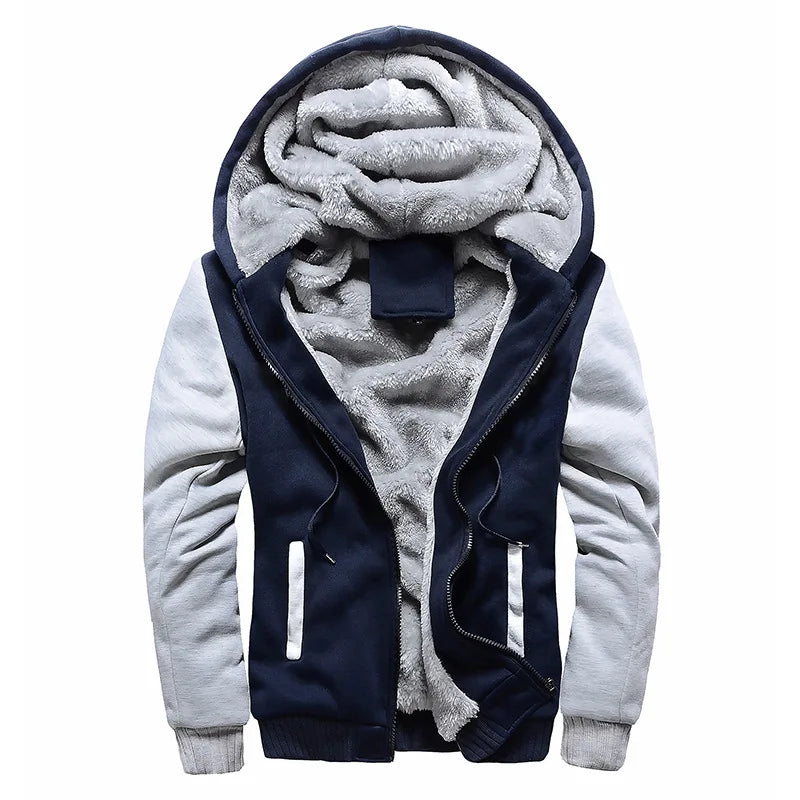 Herren Hoodie Jacke mit Plüschfutter und Reißverschluss