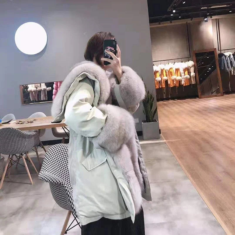 Damen Winterparka mit abnehmbarem Fellimitat Kragen und Bündchen in verschiedenen Farben