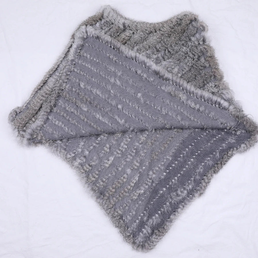 Weicher Poncho mit Pelz-Optik für Damen - Kurzarm Wickel-Cape