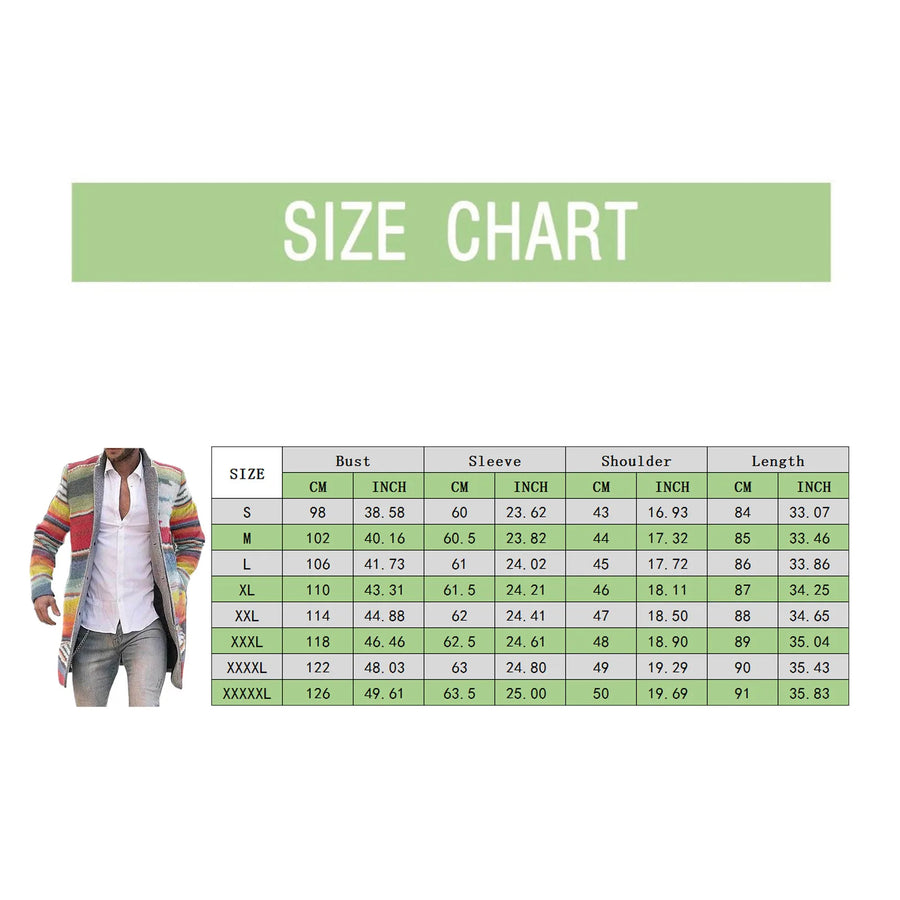 Herren Cardigan gestreift Langarm Strickjacke mit Knöpfen