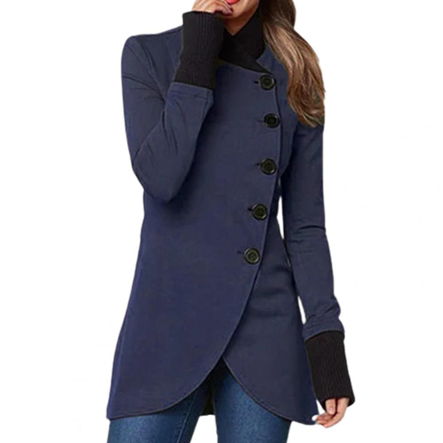 Damen Mantel mit asymmetrischem Saum und Knopfleiste