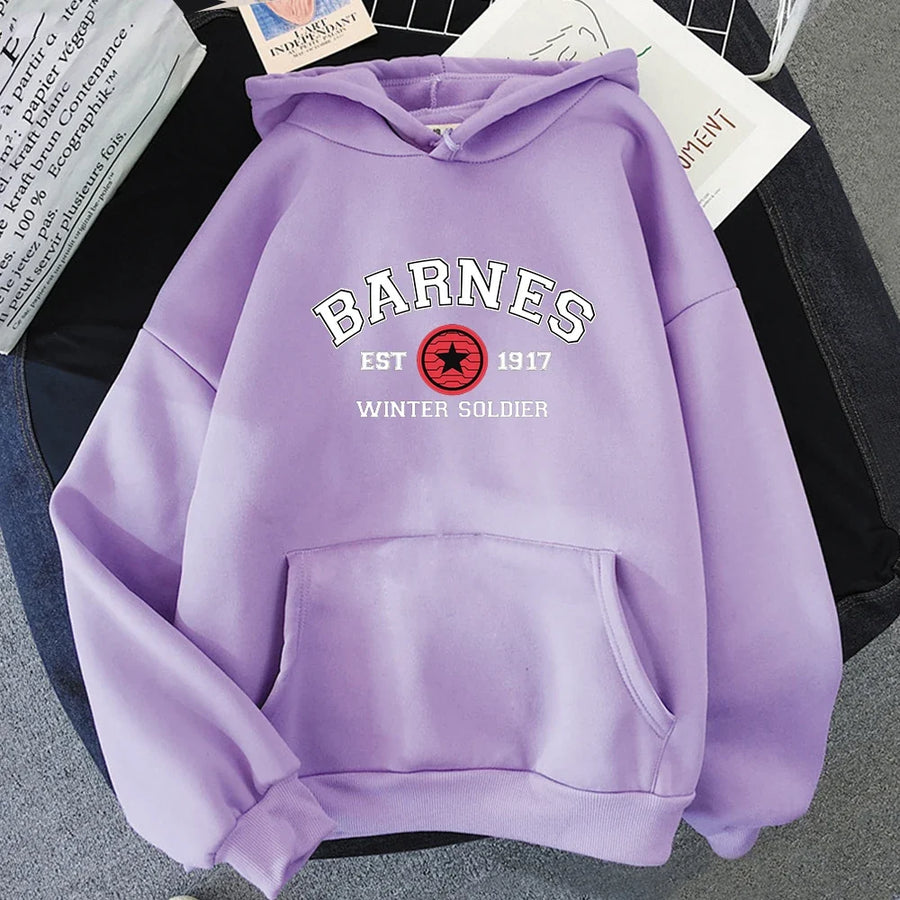 Hoodie met "BARNES WINTER SOLDIER"-opdruk, capuchon en kangoeroezak
