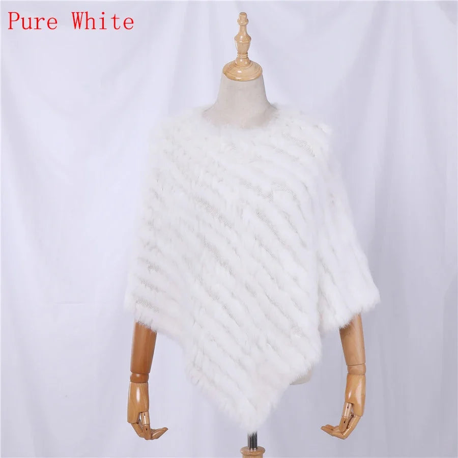 Weicher Poncho mit Pelz-Optik für Damen - Kurzarm Wickel-Cape
