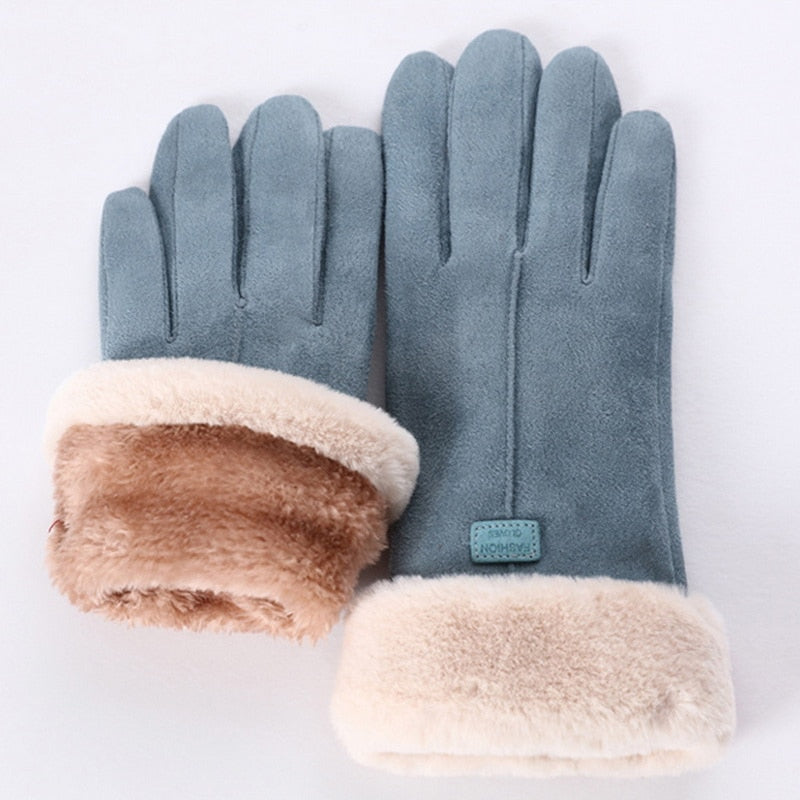 Winterhandschoenen voor dames met bontvoering en manchetten, zachte uitstraling
