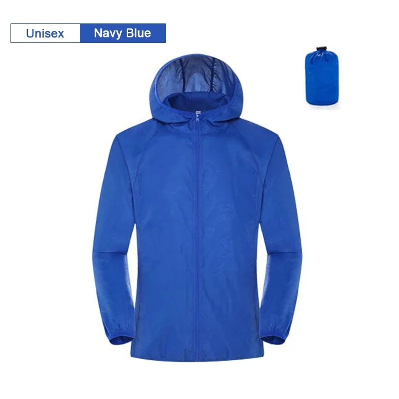Leichte Kapuzenjacke Unisex Reißverschluss Windbreaker Atmungsaktiv Wasserabweisend Sonnenschutz Faltbar