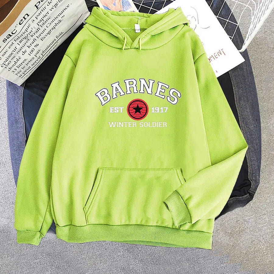 Hoodie met "BARNES WINTER SOLDIER"-opdruk, capuchon en kangoeroezak