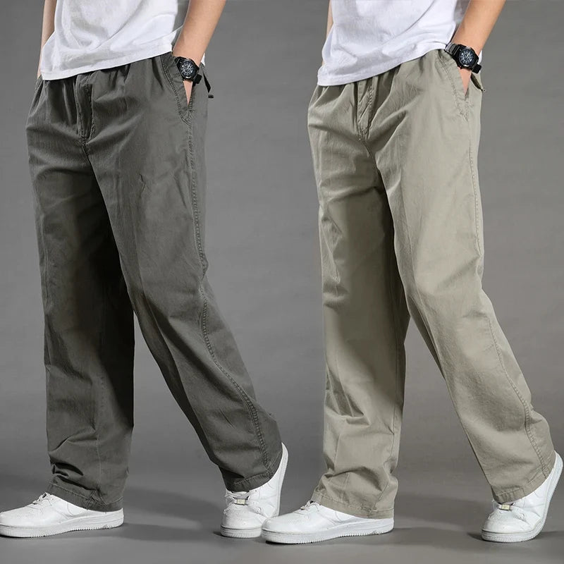 Herren Freizeithose Grau mit Gummibund lockere Passform