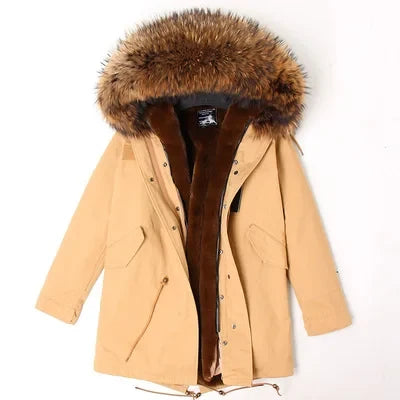 Winterparka mit Plüschfutter und Kunstpelzbesatz an Kapuze