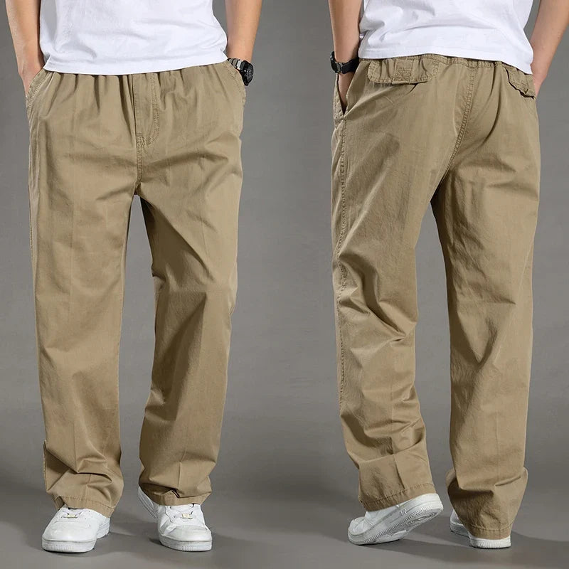 Herren Freizeithose Grau mit Gummibund lockere Passform