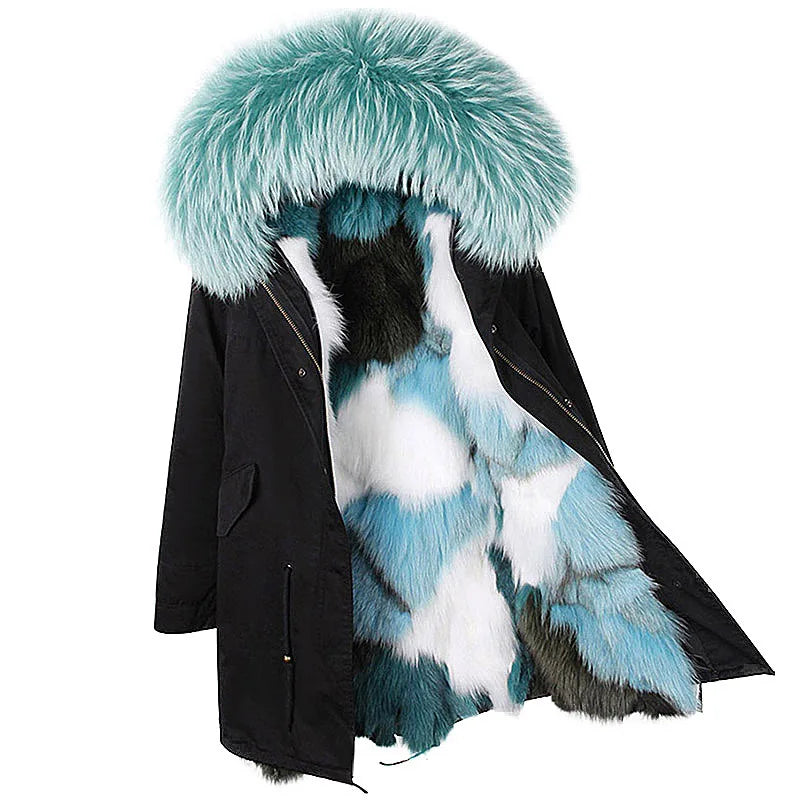 Damen Winterparka mit abnehmbarem Kunstpelzbesatz und Futter