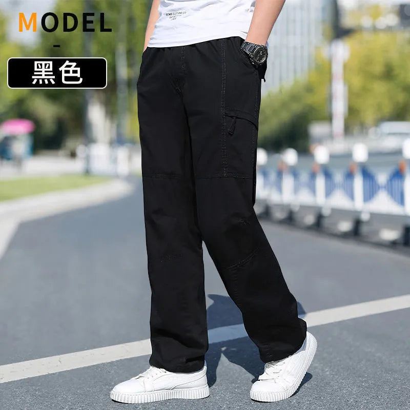 Herren Freizeithose Grau mit Gummibund lockere Passform