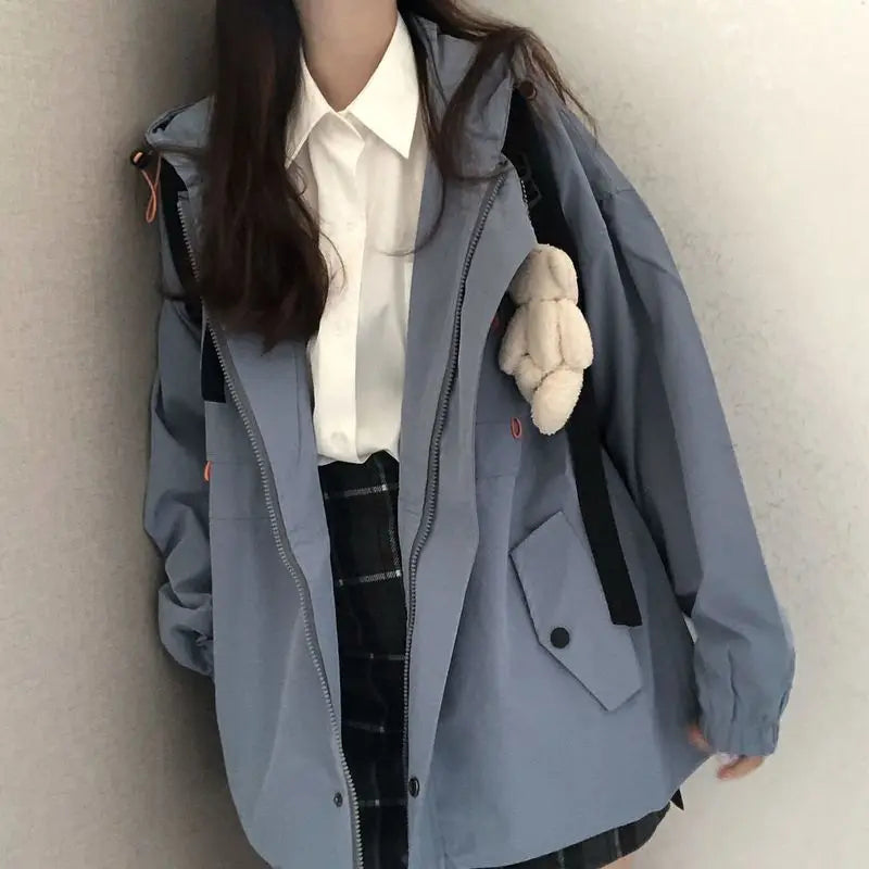Hoodie Jacke für Damen mit Kapuze, Reißverschluss und Seitentaschen