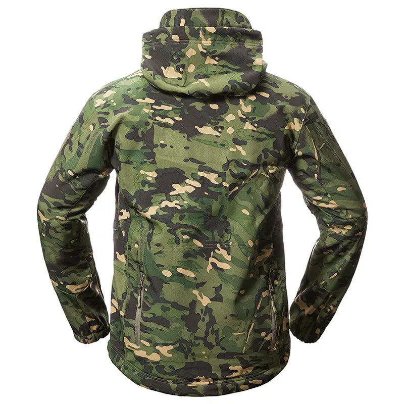 Taktische Herren Jacke mit Kapuze Tarnmuster Outdoor-Softshell-Jacke
