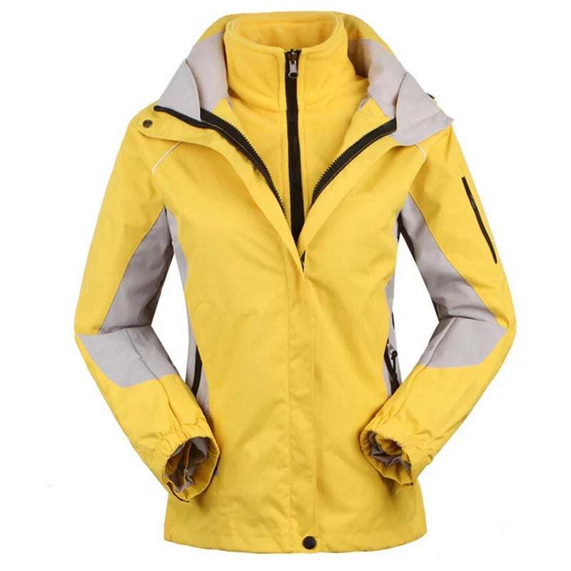 Damen 3-in-1 Outdoorjacke mit Kapuze und Fleece-Innenfutter