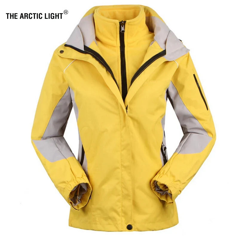 Damen 3-in-1 Outdoorjacke mit Kapuze und Fleece-Innenfutter