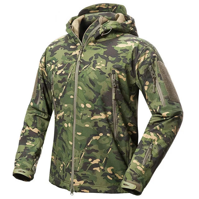 Taktische Herren Jacke mit Kapuze Tarnmuster Outdoor-Softshell-Jacke