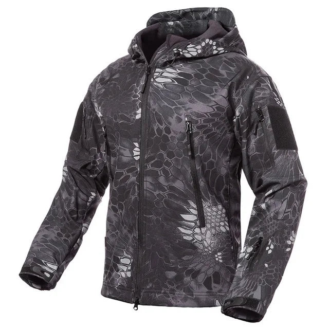Taktische Herren Jacke mit Kapuze Tarnmuster Outdoor-Softshell-Jacke