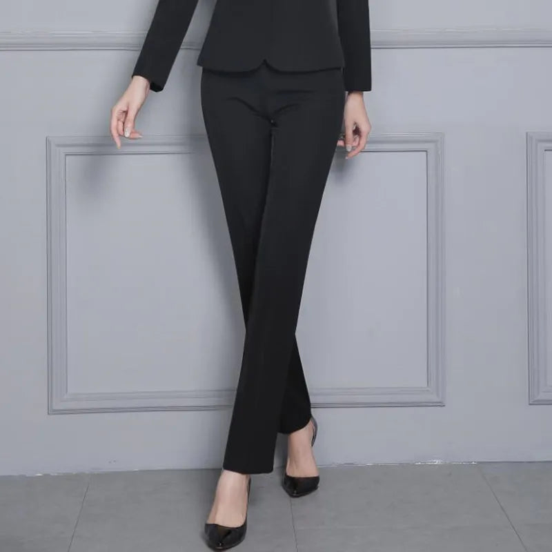 Damen Stoffhose Hochbund Dunkelgrau Schmal Business