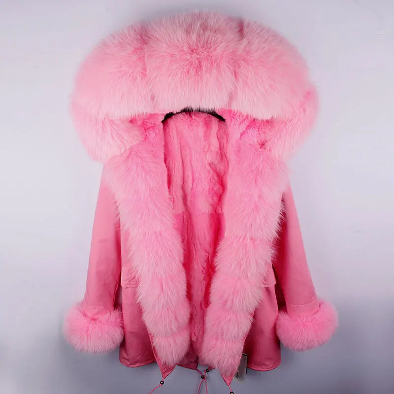 Damen Winterparka mit Kapuze und Plüschfutter, Lange Winterjacke