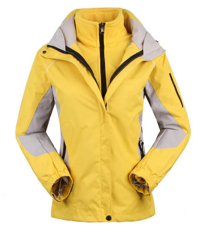 Damen 3-in-1 Outdoorjacke mit Kapuze und Fleece-Innenfutter