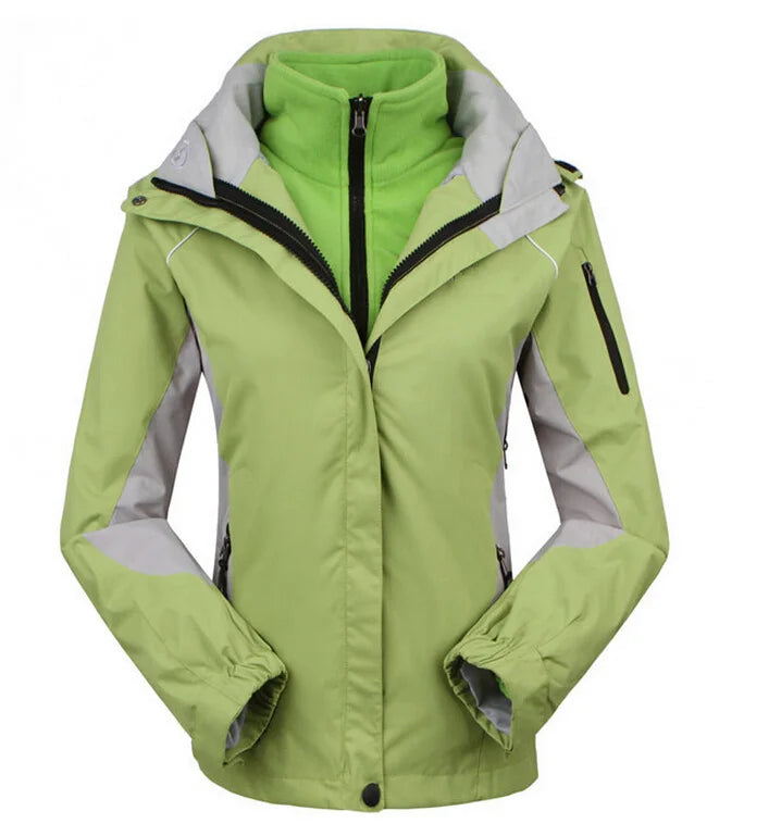 Damen 3-in-1 Outdoorjacke mit Kapuze und Fleece-Innenfutter