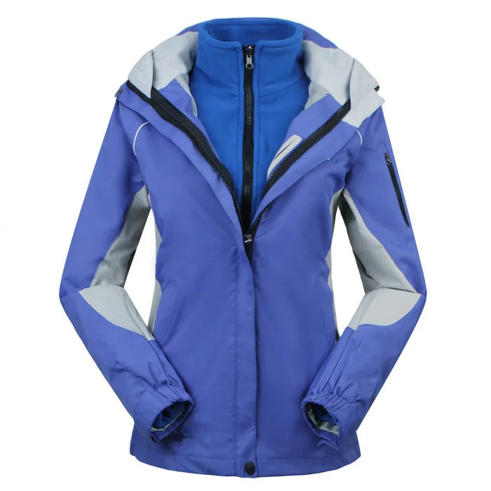 Damen 3-in-1 Outdoorjacke mit Kapuze und Fleece-Innenfutter