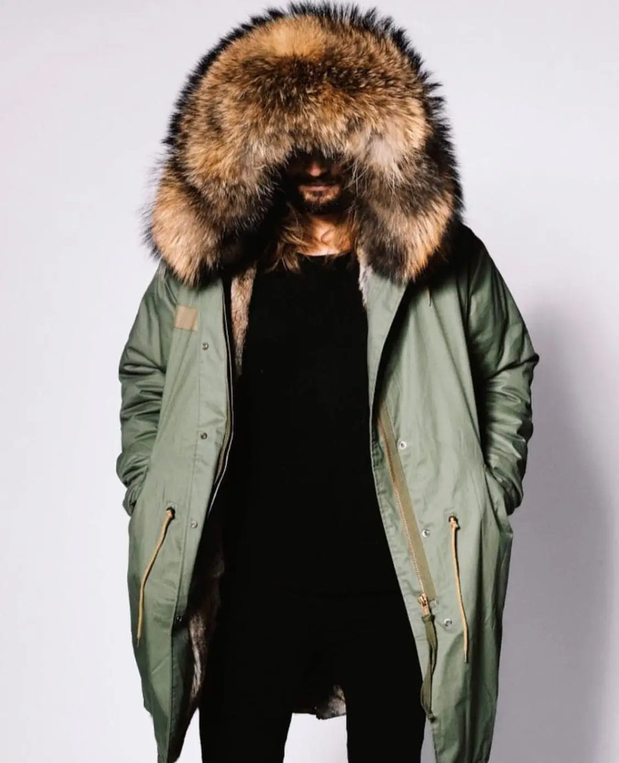 Herren Parka mit Kapuze und Fellimitat-Futter, verschiedene Farben
