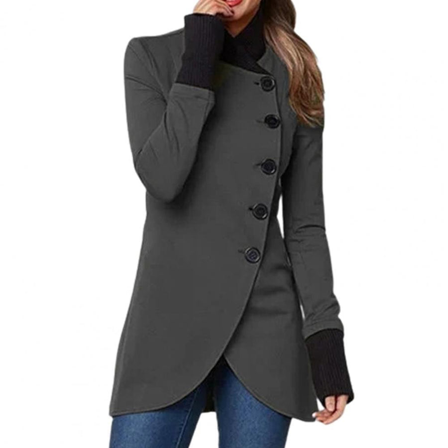 Damen Mantel mit asymmetrischem Saum und Knopfleiste