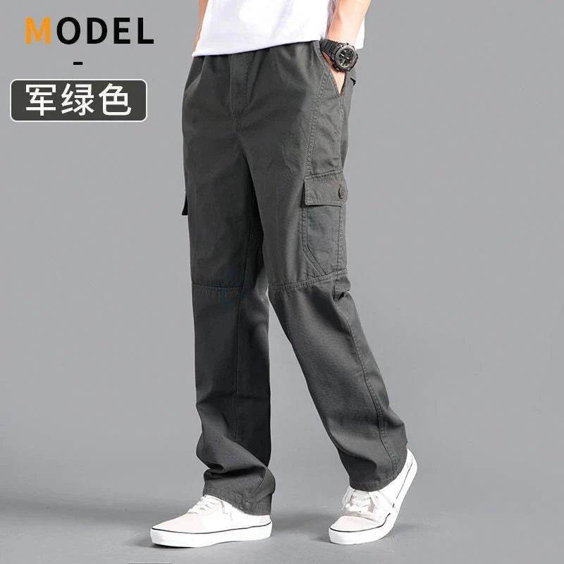 Herren Freizeithose Grau mit Gummibund lockere Passform