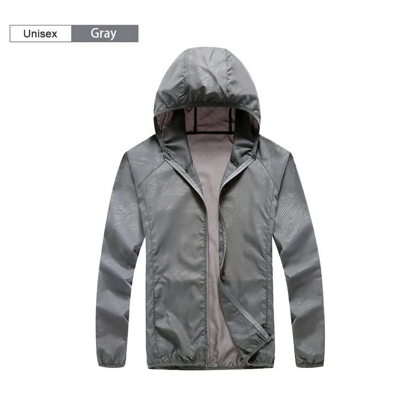 Leichte Kapuzenjacke Unisex Reißverschluss Windbreaker Atmungsaktiv Wasserabweisend Sonnenschutz Faltbar