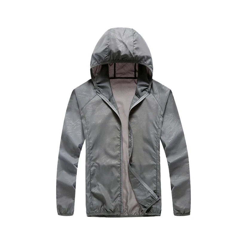Leichte Kapuzenjacke Unisex Reißverschluss Windbreaker Atmungsaktiv Wasserabweisend Sonnenschutz Faltbar