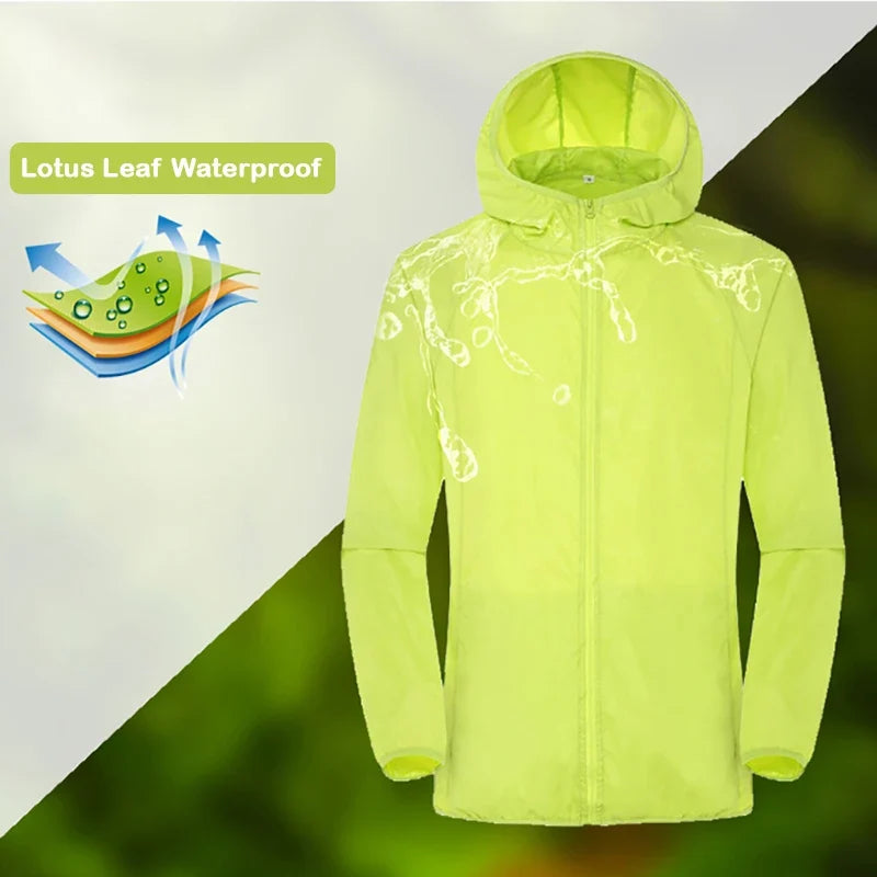 Leichte Kapuzenjacke Unisex Reißverschluss Windbreaker Atmungsaktiv Wasserabweisend Sonnenschutz Faltbar