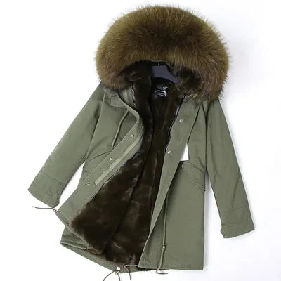 Winterparka mit Plüschfutter und Kunstpelzbesatz an Kapuze