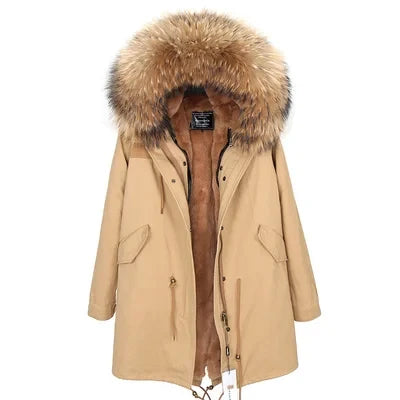 Winterparka mit Plüschfutter und Kunstpelzbesatz an Kapuze