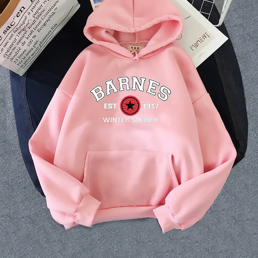 Hoodie met "BARNES WINTER SOLDIER"-opdruk, capuchon en kangoeroezak