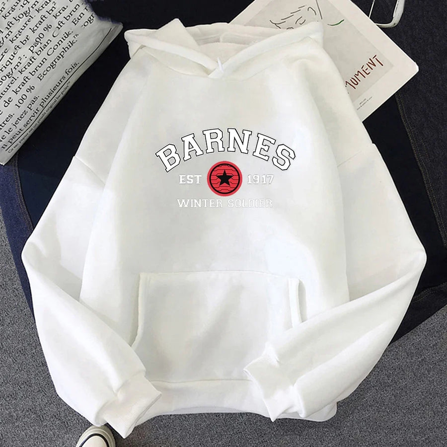 Hoodie met "BARNES WINTER SOLDIER"-opdruk, capuchon en kangoeroezak