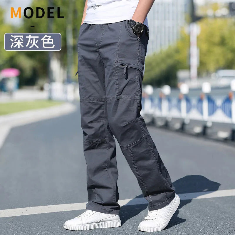 Herren Freizeithose Grau mit Gummibund lockere Passform