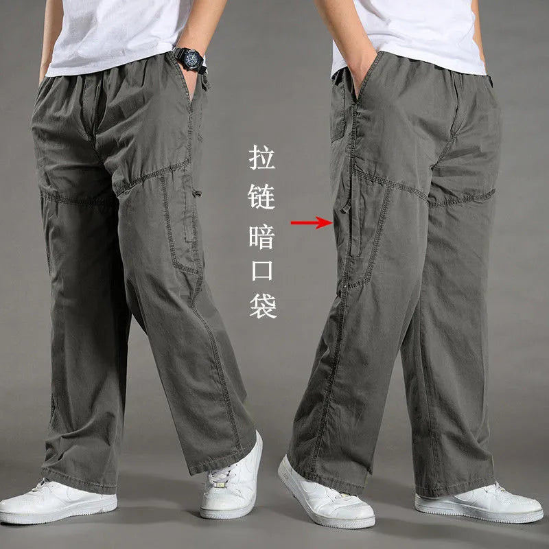 Herren Freizeithose Grau mit Gummibund lockere Passform