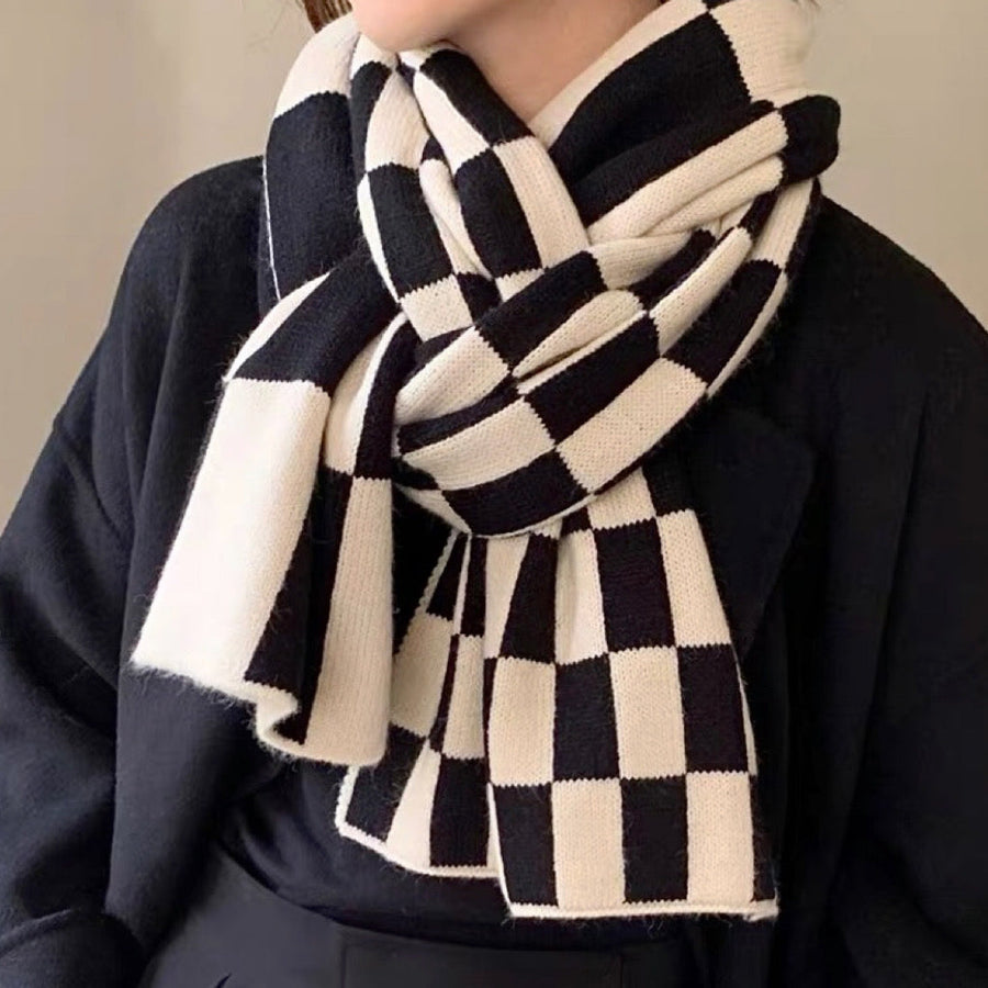 Karomuster Strickschal Weich Warmer Winterschal Damen & Herren