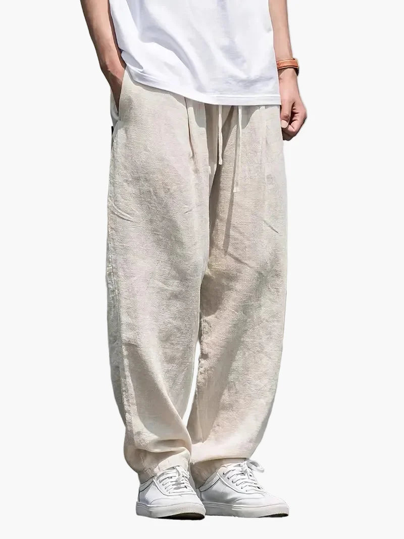 Herren Baggy Freizeithose – Lässige Veganes Leinenhose im Oversize-Stil für Alltag & Urlaub