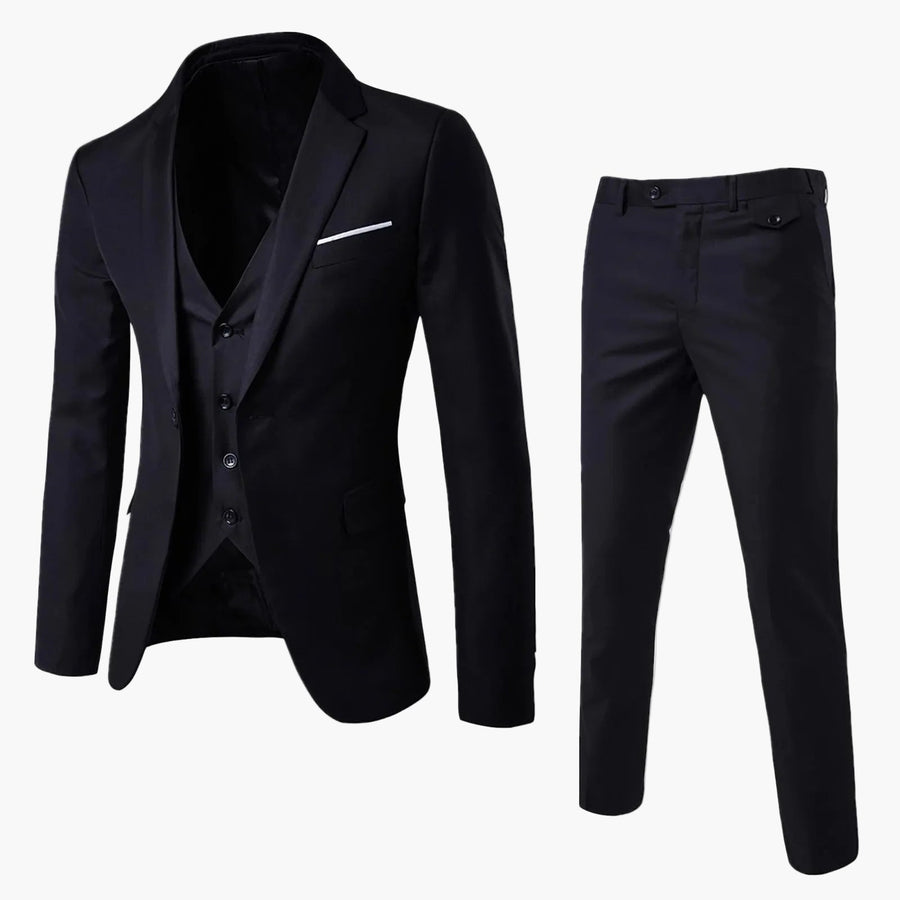Herren 3-teiliger Slim Fit Business-Anzug – Eleganter Anzug für formelle Anlässe, Hochzeit & Büro