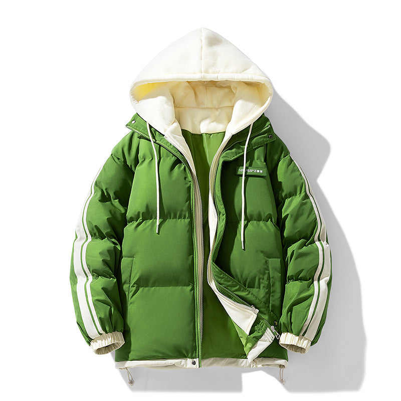 Unisex Winter Steppjacke mit Kapuze und Streifen - Warme Gepolsterte Jacke