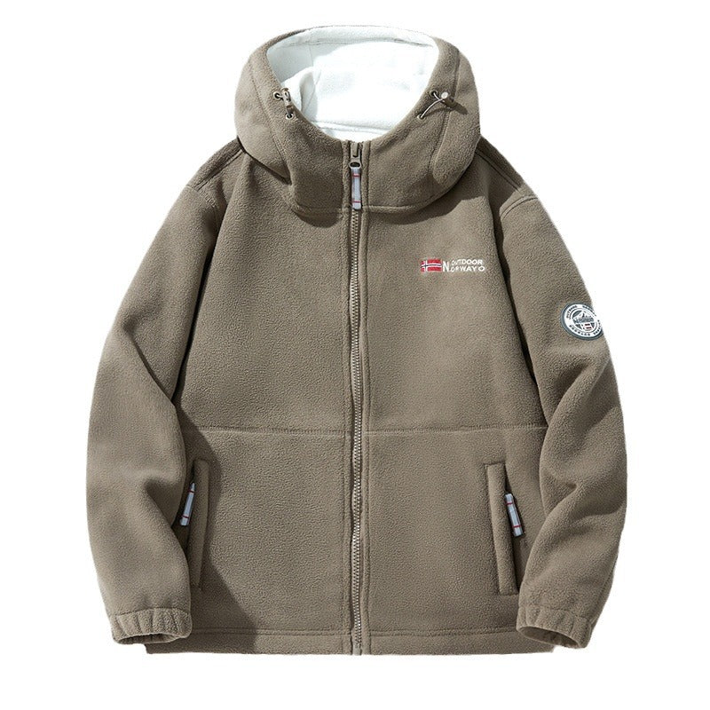 Fleecejacke mit Kapuze für Herren, Reißverschluss, warm
