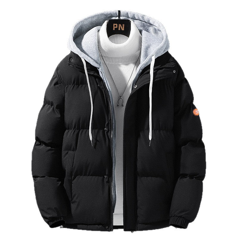 Unisex gewatteerde winterjas met capuchon en ritssluiting, gevoerd