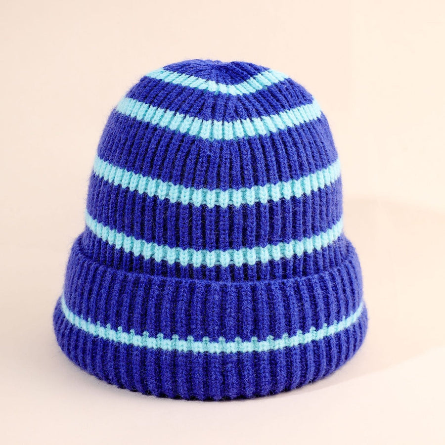 Gestreifte Strickmütze Beanie Wintermütze Unisex