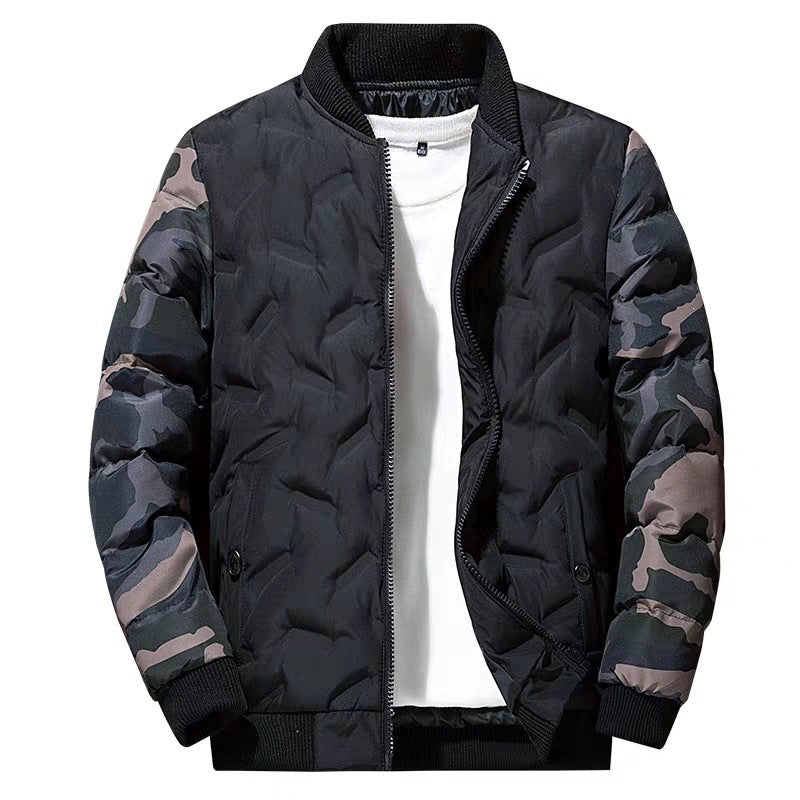 Herren Bomberjacke Gesteppt mit Camouflage Ärmeln