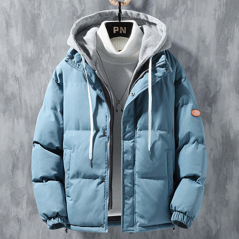 Unisex gewatteerde winterjas met capuchon en ritssluiting, gevoerd