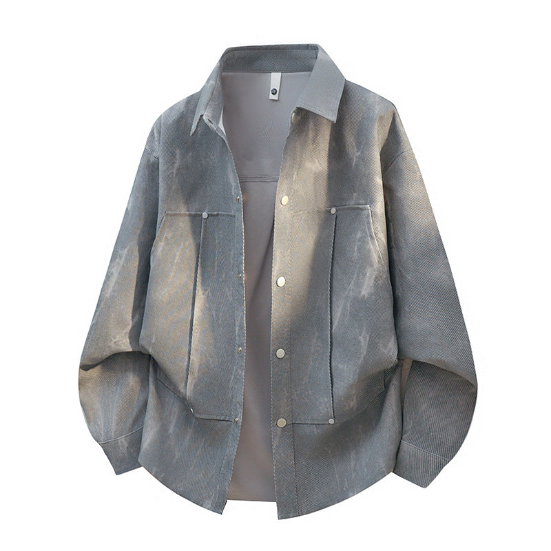 Unisex overshirt in batiklook met knopen en borstzakken
