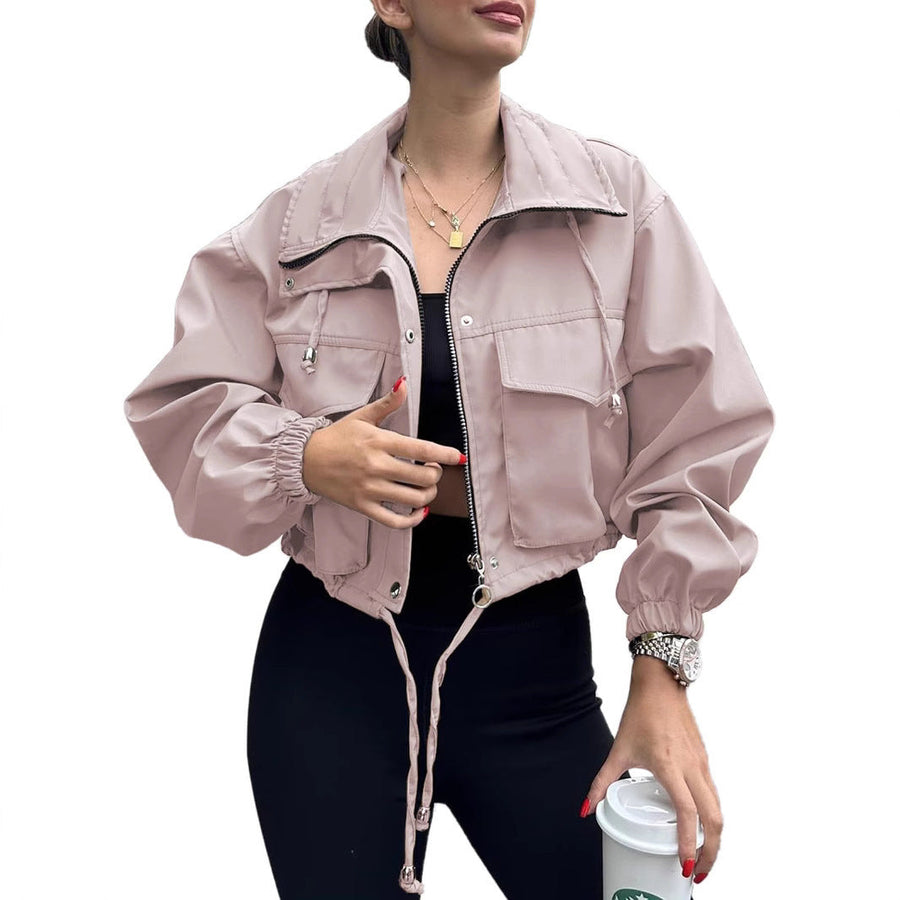 Dames cropped jack met rits & trekkoord, utility-stijl